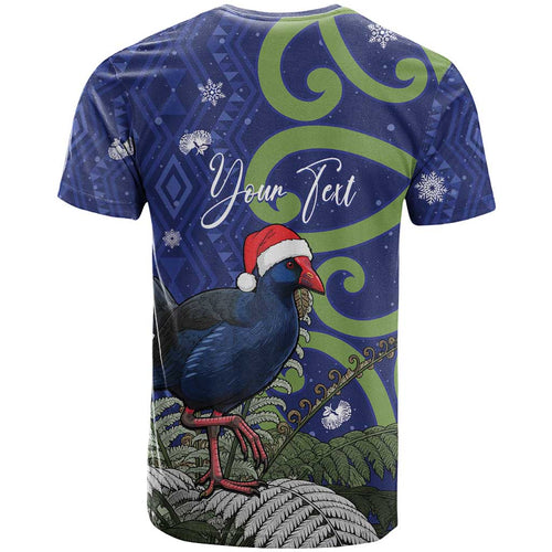 Personalized New Zealand Pukeko Christmas T Shirt Meri Kirihimete Taniko Ponga Koru Blue - Aussie Hoodie