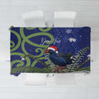 Personalized New Zealand Pukeko Christmas Tablecloth Meri Kirihimete Taniko Ponga Koru Blue - Aussie Hoodie