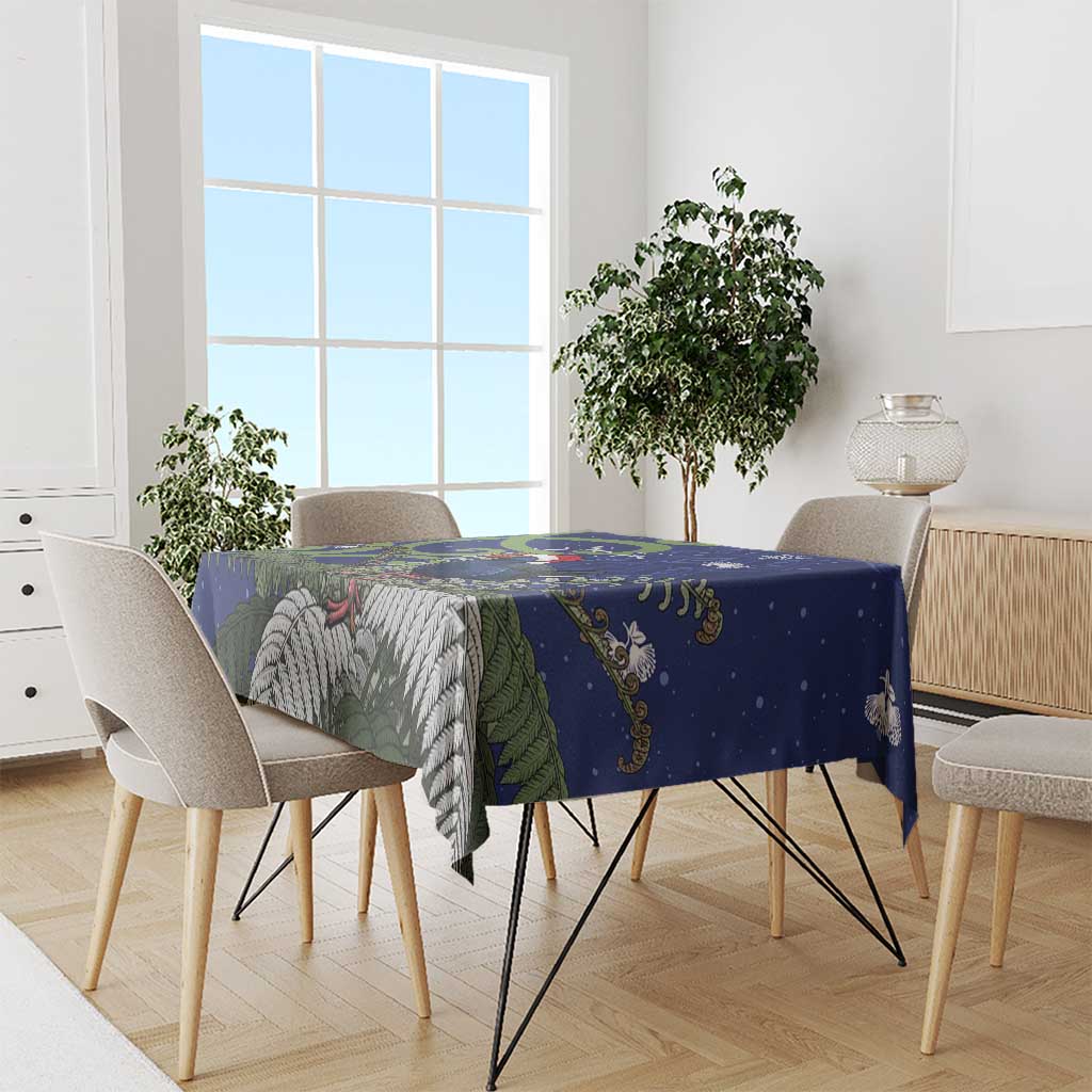 Personalized New Zealand Pukeko Christmas Tablecloth Meri Kirihimete Taniko Ponga Koru Blue - Aussie Hoodie