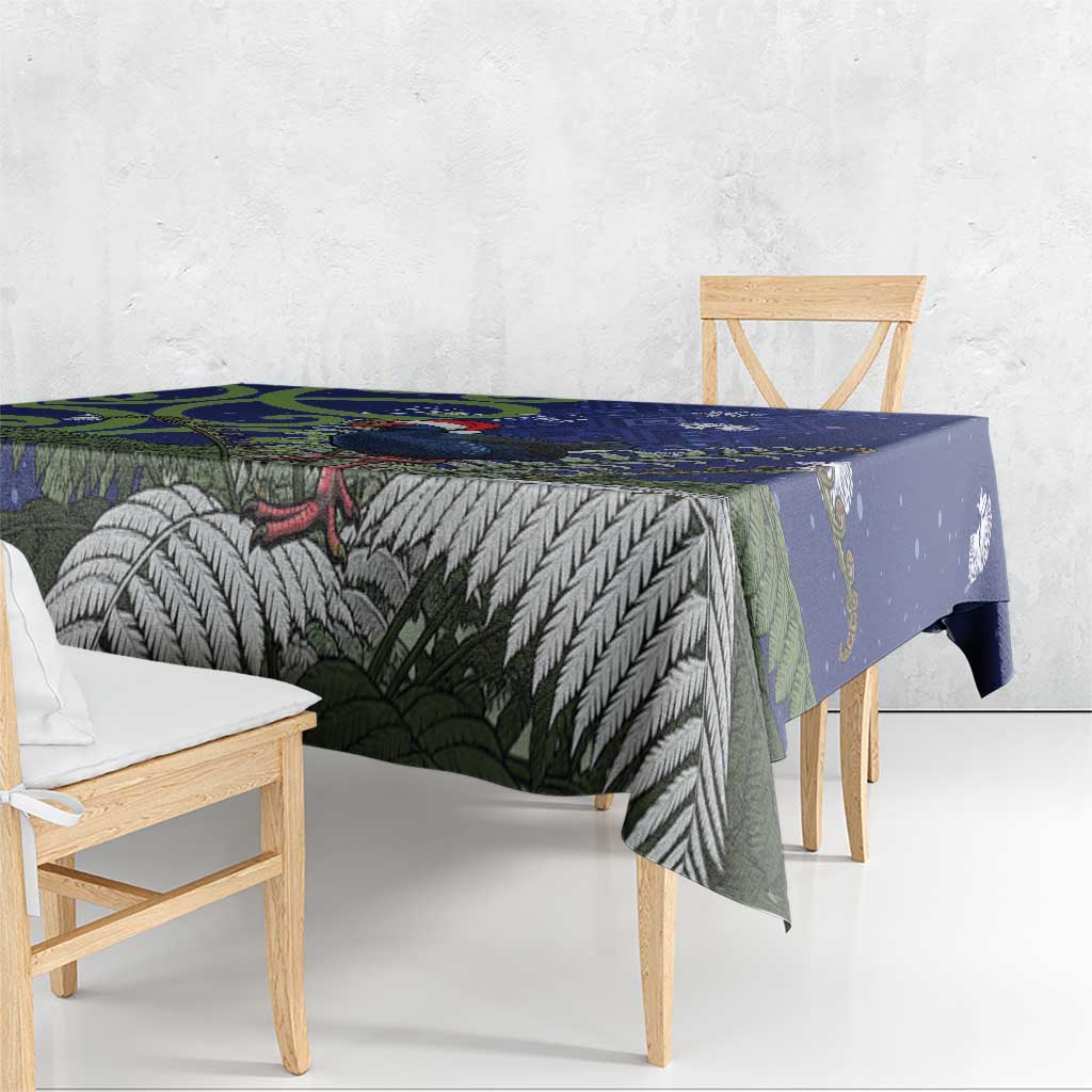 Personalized New Zealand Pukeko Christmas Tablecloth Meri Kirihimete Taniko Ponga Koru Blue - Aussie Hoodie