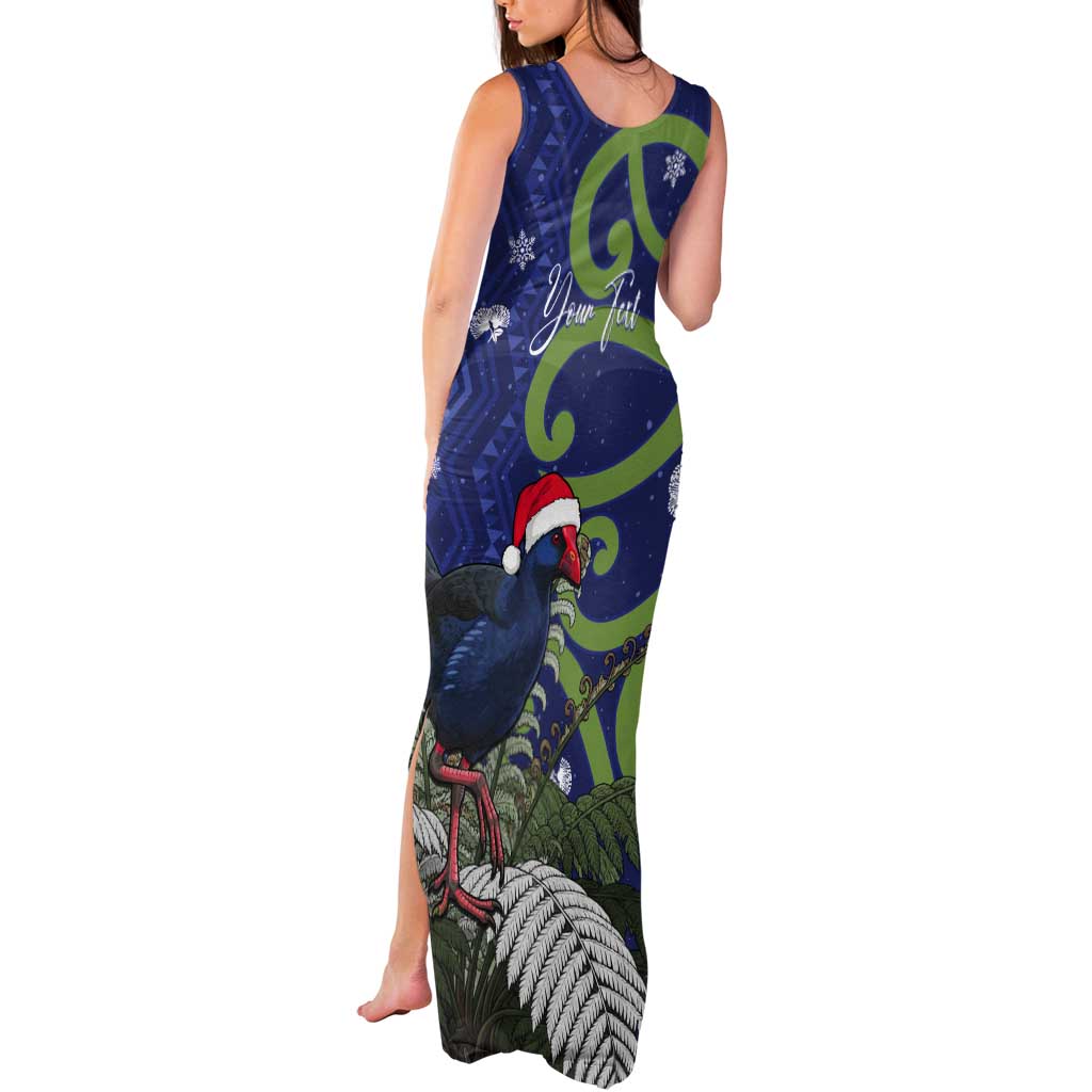 Personalized New Zealand Pukeko Christmas Tank Maxi Dress Meri Kirihimete Taniko Ponga Koru Blue - Aussie Hoodie