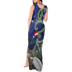 Personalized New Zealand Pukeko Christmas Tank Maxi Dress Meri Kirihimete Taniko Ponga Koru Blue - Aussie Hoodie