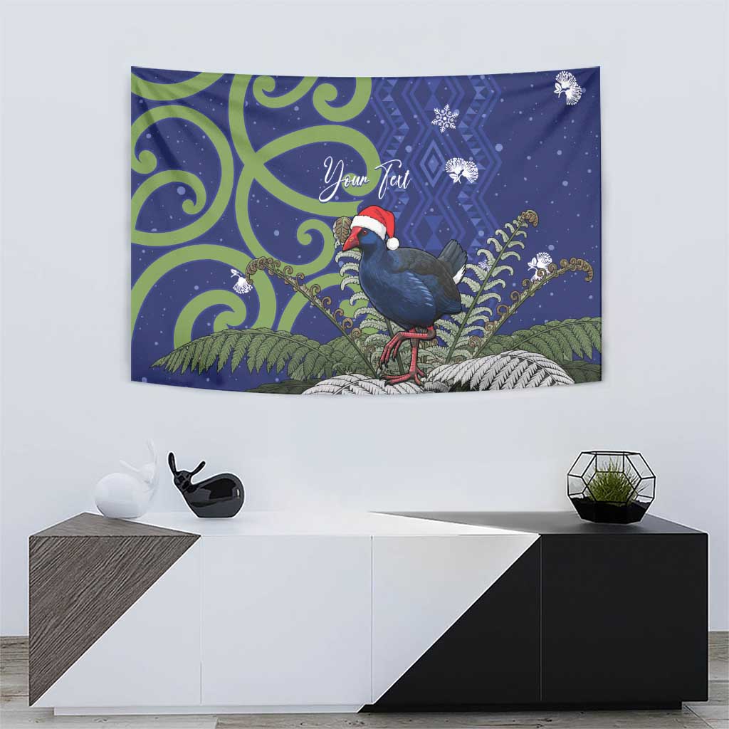 Personalized New Zealand Pukeko Christmas Tapestry Meri Kirihimete Taniko Ponga Koru Blue - Aussie Hoodie