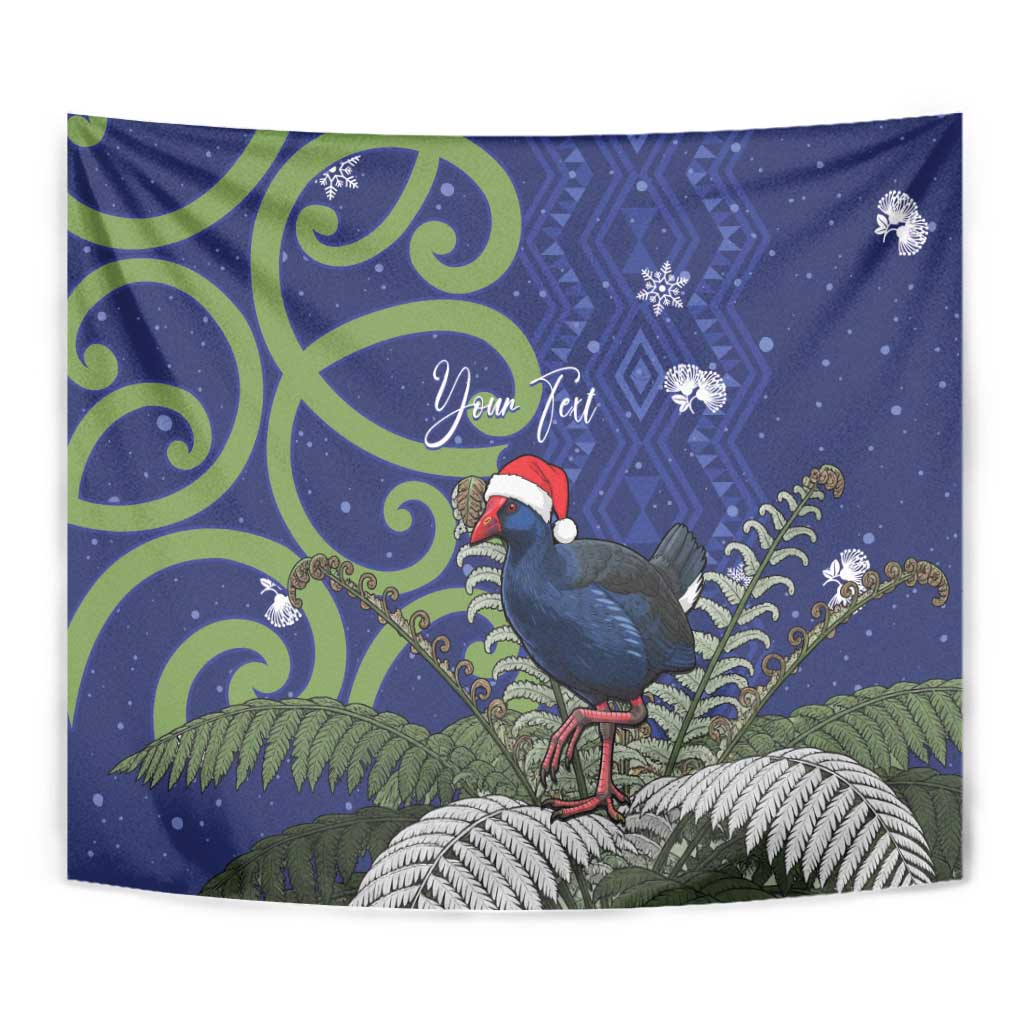 Personalized New Zealand Pukeko Christmas Tapestry Meri Kirihimete Taniko Ponga Koru Blue - Aussie Hoodie