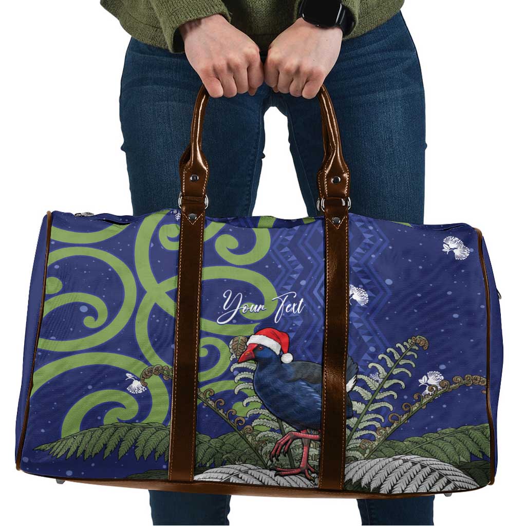Personalized New Zealand Pukeko Christmas Travel Bag Meri Kirihimete Taniko Ponga Koru Blue - Aussie Hoodie