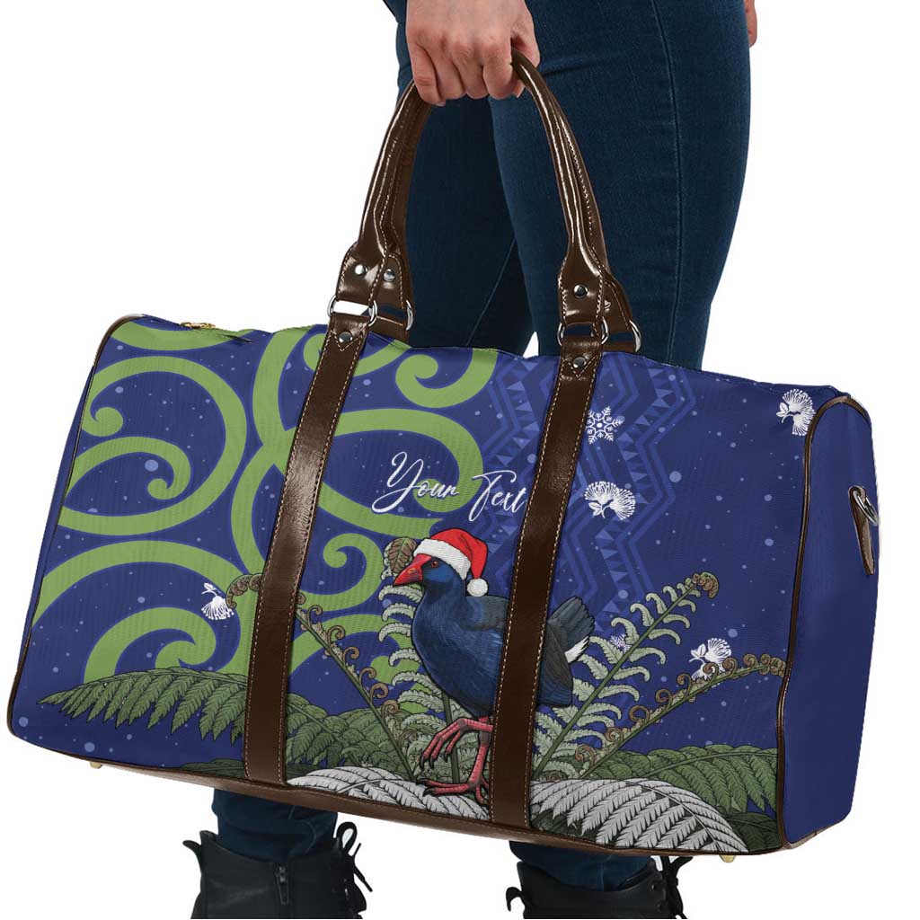 Personalized New Zealand Pukeko Christmas Travel Bag Meri Kirihimete Taniko Ponga Koru Blue - Aussie Hoodie