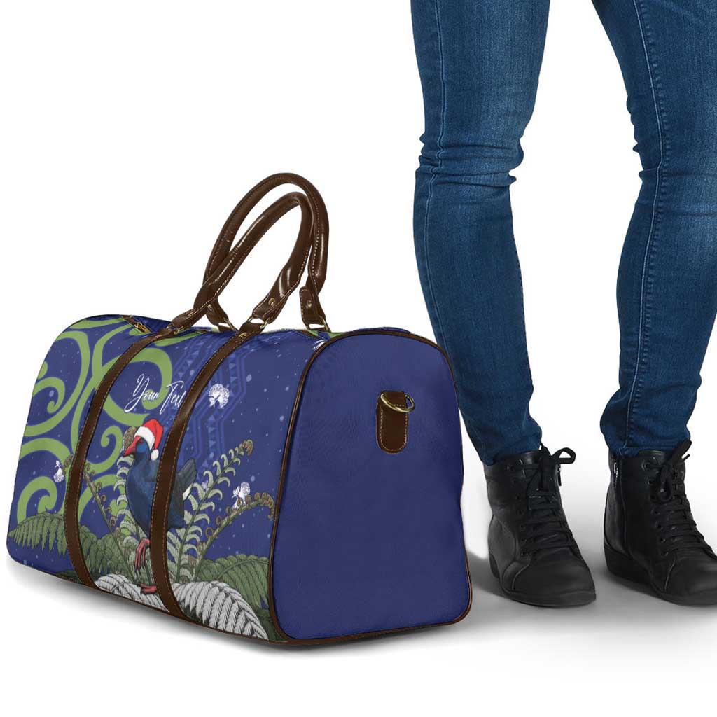 Personalized New Zealand Pukeko Christmas Travel Bag Meri Kirihimete Taniko Ponga Koru Blue - Aussie Hoodie