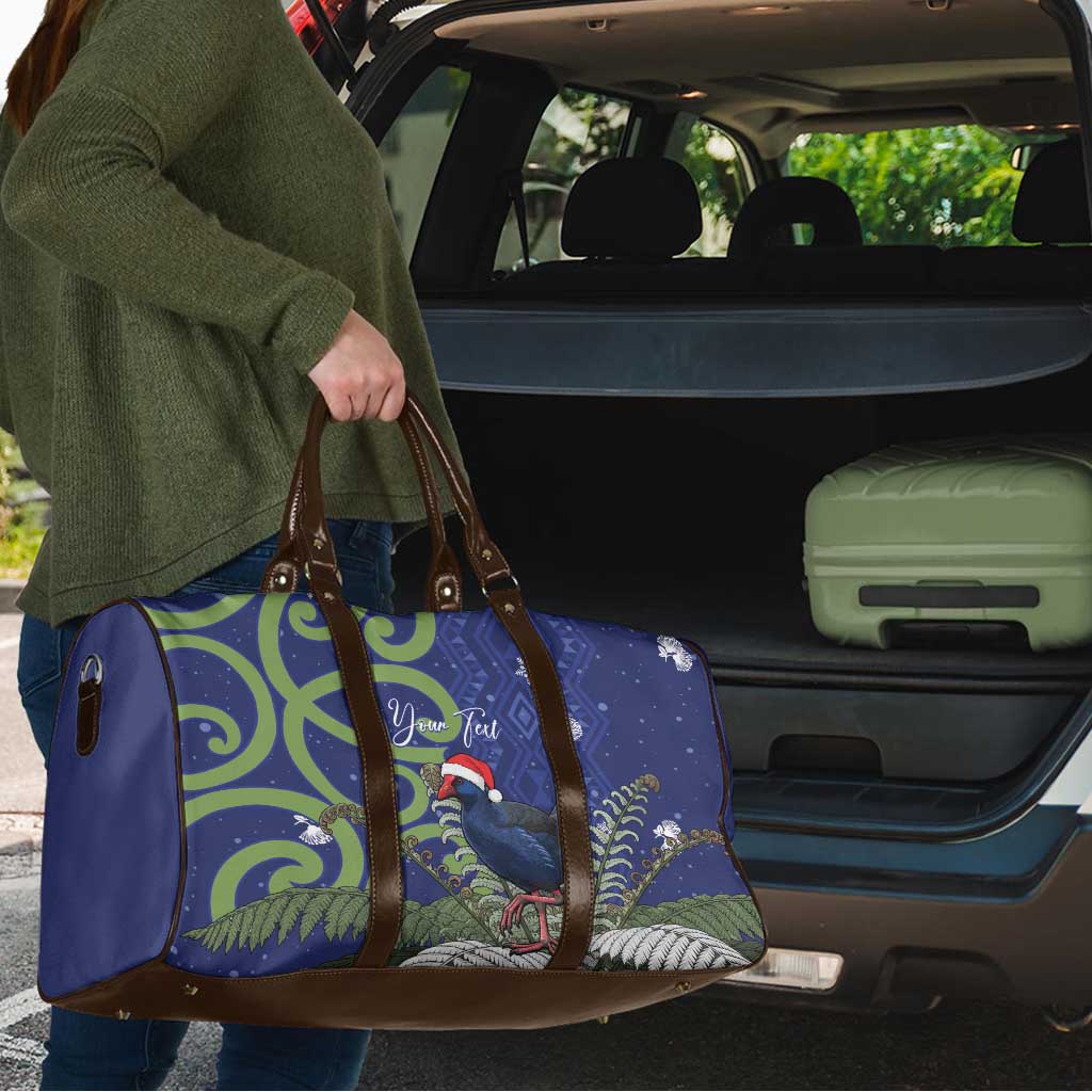 Personalized New Zealand Pukeko Christmas Travel Bag Meri Kirihimete Taniko Ponga Koru Blue - Aussie Hoodie