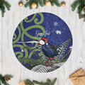 Personalized New Zealand Pukeko Christmas Tree Skirt Meri Kirihimete Taniko Ponga Koru Blue - Aussie Hoodie