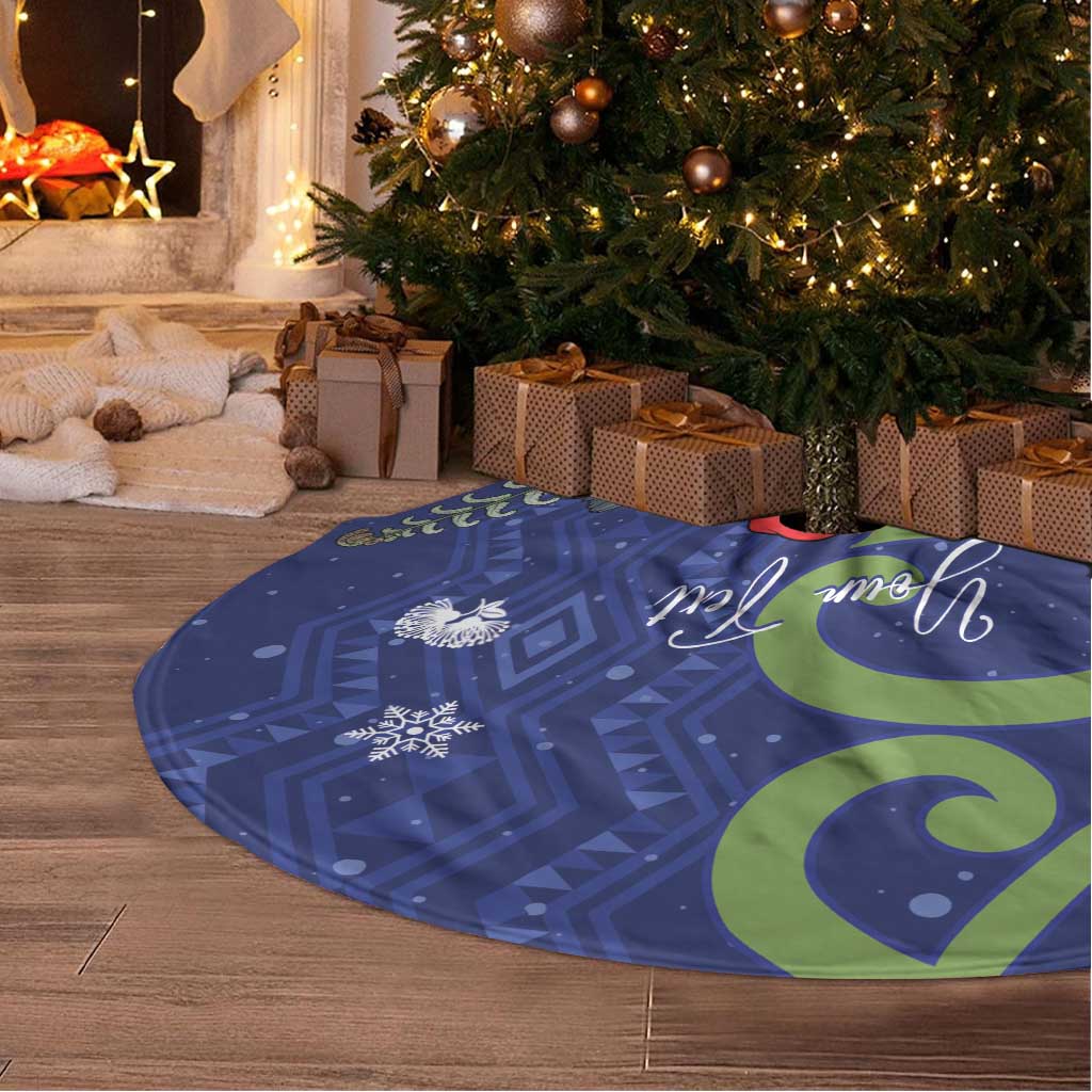Personalized New Zealand Pukeko Christmas Tree Skirt Meri Kirihimete Taniko Ponga Koru Blue - Aussie Hoodie