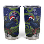 Personalized New Zealand Pukeko Christmas Tumbler Cup Meri Kirihimete Taniko Ponga Koru Blue - Aussie Hoodie