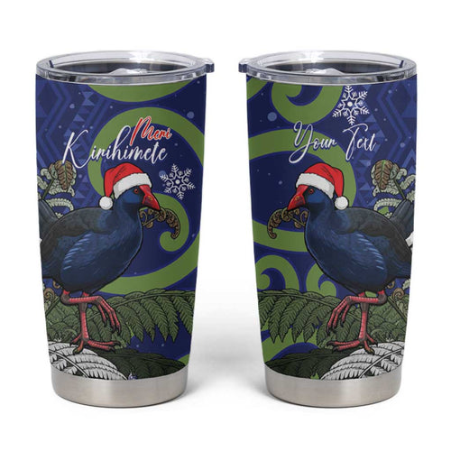 Personalized New Zealand Pukeko Christmas Tumbler Cup Meri Kirihimete Taniko Ponga Koru Blue - Aussie Hoodie
