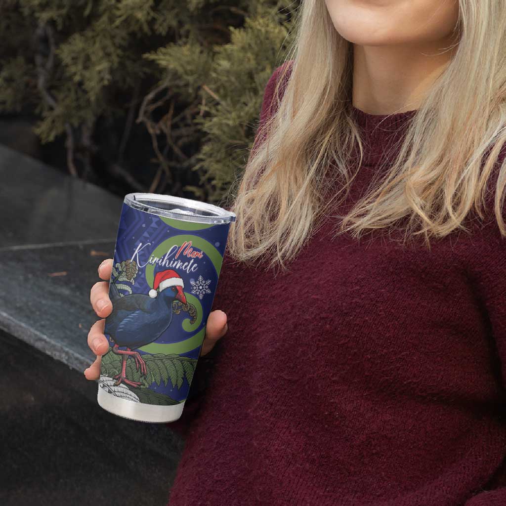 Personalized New Zealand Pukeko Christmas Tumbler Cup Meri Kirihimete Taniko Ponga Koru Blue - Aussie Hoodie