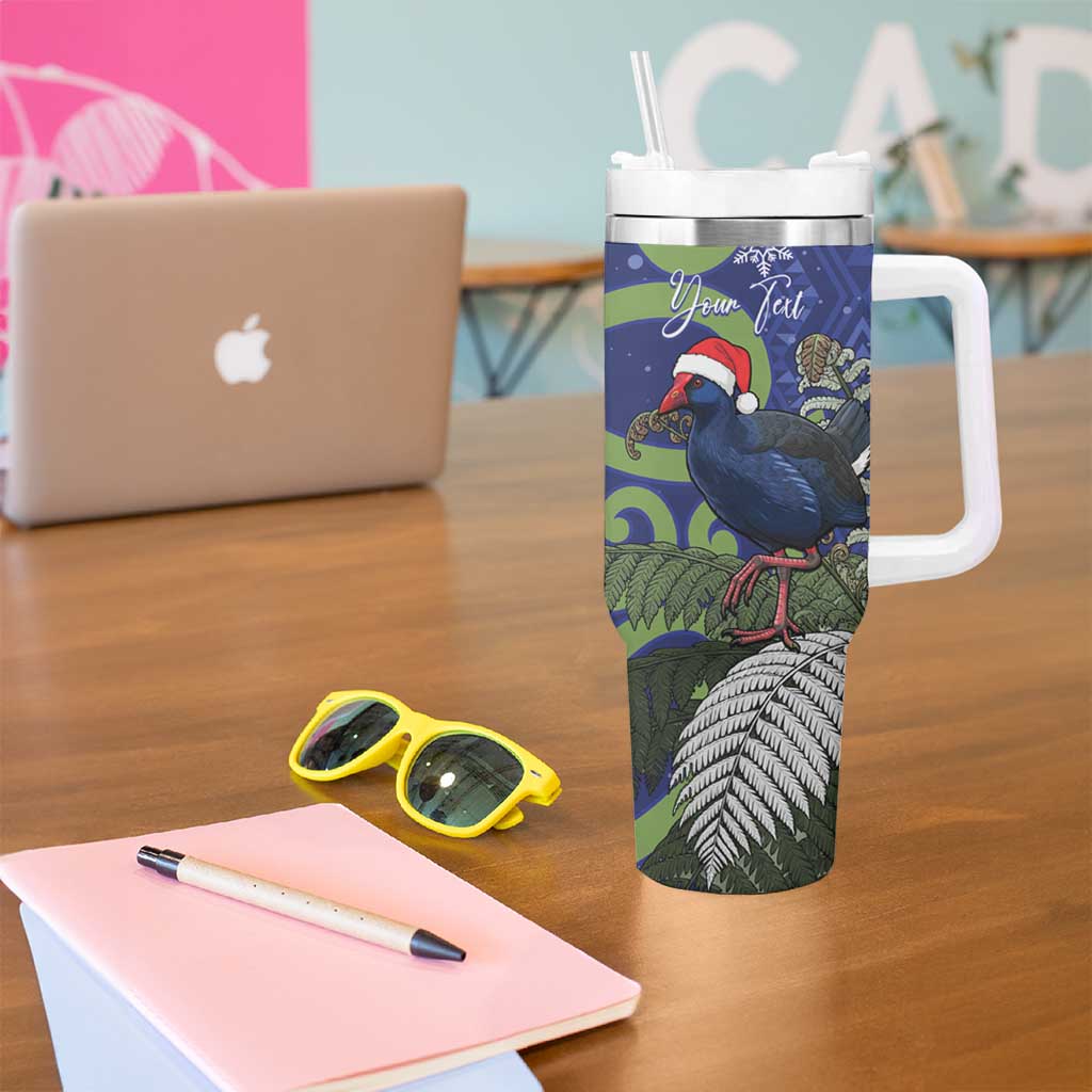 Personalized New Zealand Pukeko Christmas Tumbler With Handle Meri Kirihimete Taniko Ponga Koru Blue - Aussie Hoodie