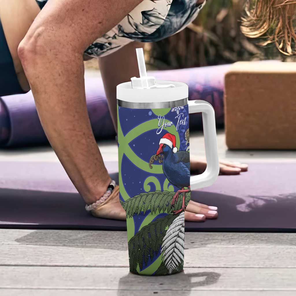 Personalized New Zealand Pukeko Christmas Tumbler With Handle Meri Kirihimete Taniko Ponga Koru Blue - Aussie Hoodie
