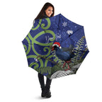 Personalized New Zealand Pukeko Christmas Umbrella Meri Kirihimete Taniko Ponga Koru Blue - Aussie Hoodie