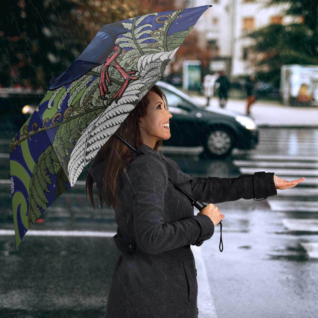 Personalized New Zealand Pukeko Christmas Umbrella Meri Kirihimete Taniko Ponga Koru Blue - Aussie Hoodie