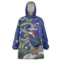 Personalized New Zealand Pukeko Christmas Wearable Blanket Hoodie Meri Kirihimete Taniko Ponga Koru Blue - Aussie Hoodie