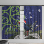 Personalized New Zealand Pukeko Christmas Window Curtain Meri Kirihimete Taniko Ponga Koru Blue - Aussie Hoodie