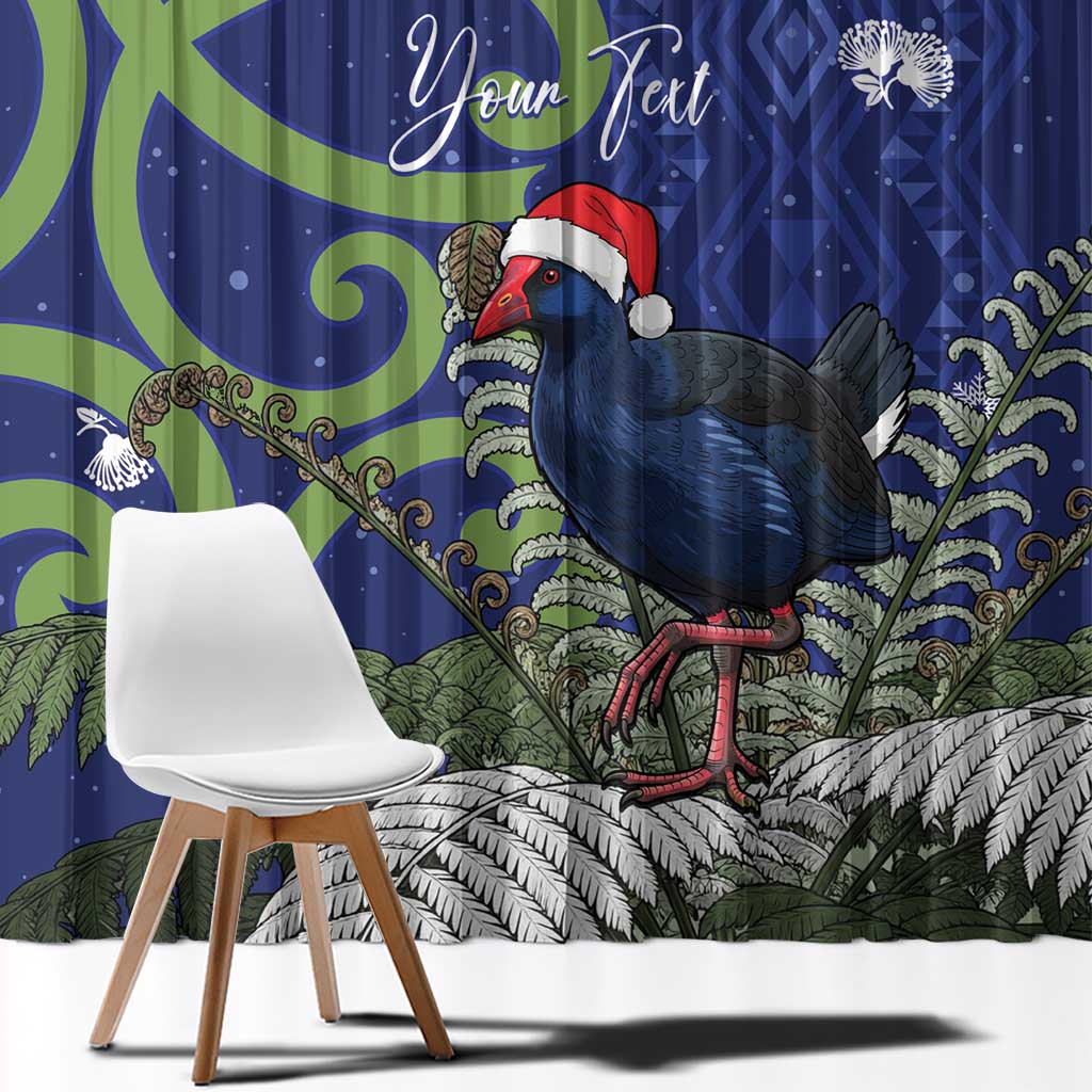 Personalized New Zealand Pukeko Christmas Window Curtain Meri Kirihimete Taniko Ponga Koru Blue - Aussie Hoodie