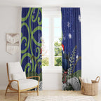 Personalized New Zealand Pukeko Christmas Window Curtain Meri Kirihimete Taniko Ponga Koru Blue - Aussie Hoodie