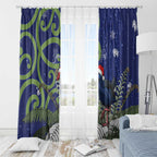 Personalized New Zealand Pukeko Christmas Window Curtain Meri Kirihimete Taniko Ponga Koru Blue - Aussie Hoodie