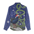 Personalized New Zealand Pukeko Christmas Women Casual Shirt Meri Kirihimete Taniko Ponga Koru Blue - Aussie Hoodie