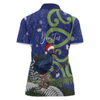 Personalized New Zealand Pukeko Christmas Women Polo Shirt Meri Kirihimete Taniko Ponga Koru Blue - Aussie Hoodie