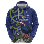 Personalized New Zealand Pukeko Christmas Zip Hoodie Meri Kirihimete Taniko Ponga Koru Blue - Aussie Hoodie