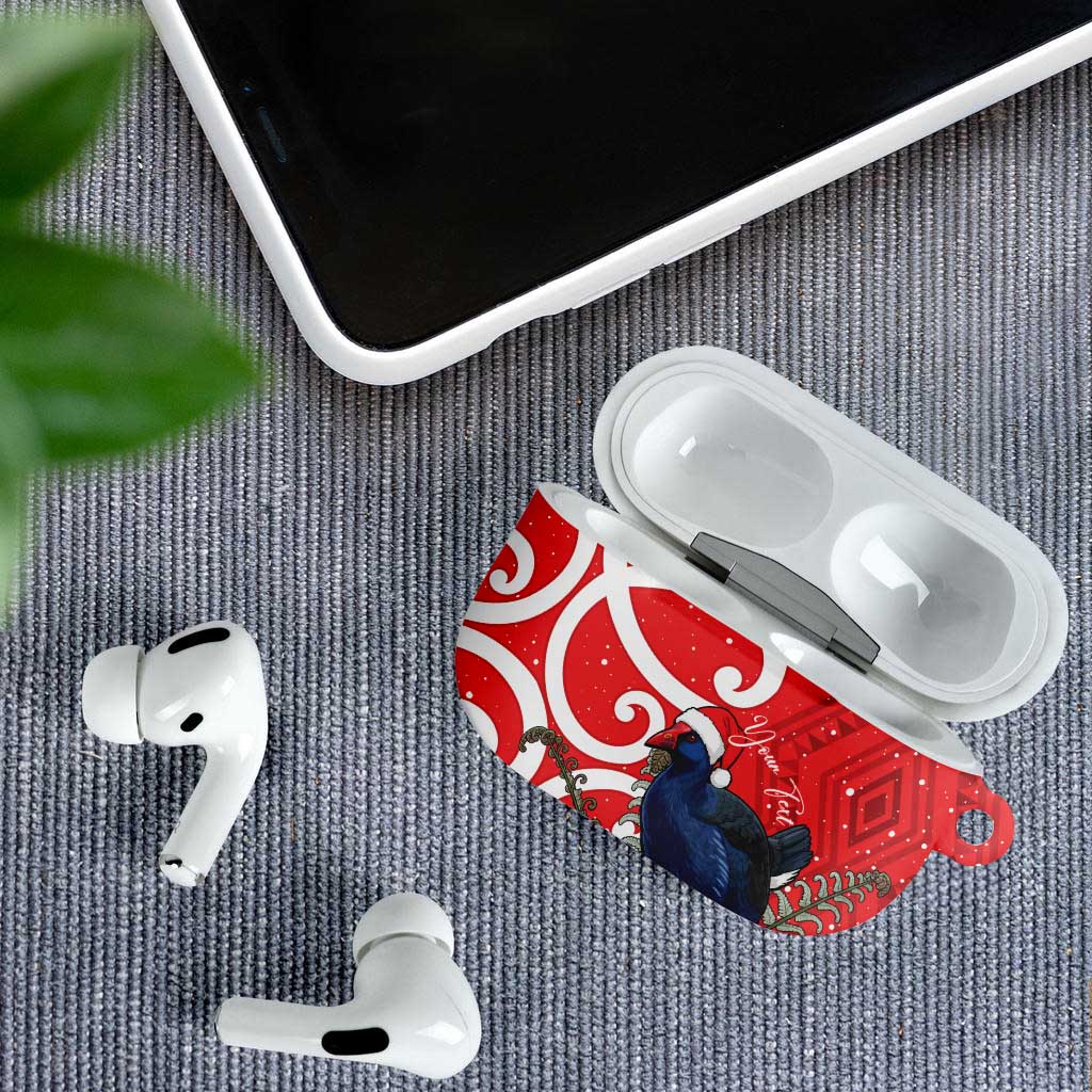 Personalized New Zealand Pukeko Christmas AirPods Case Meri Kirihimete Taniko Ponga Koru Red - Aussie Hoodie