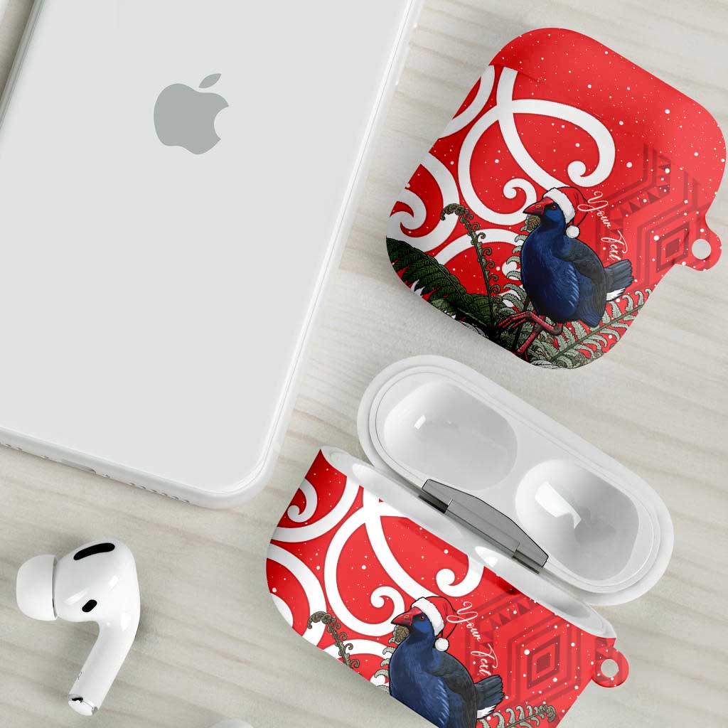Personalized New Zealand Pukeko Christmas AirPods Case Meri Kirihimete Taniko Ponga Koru Red - Aussie Hoodie