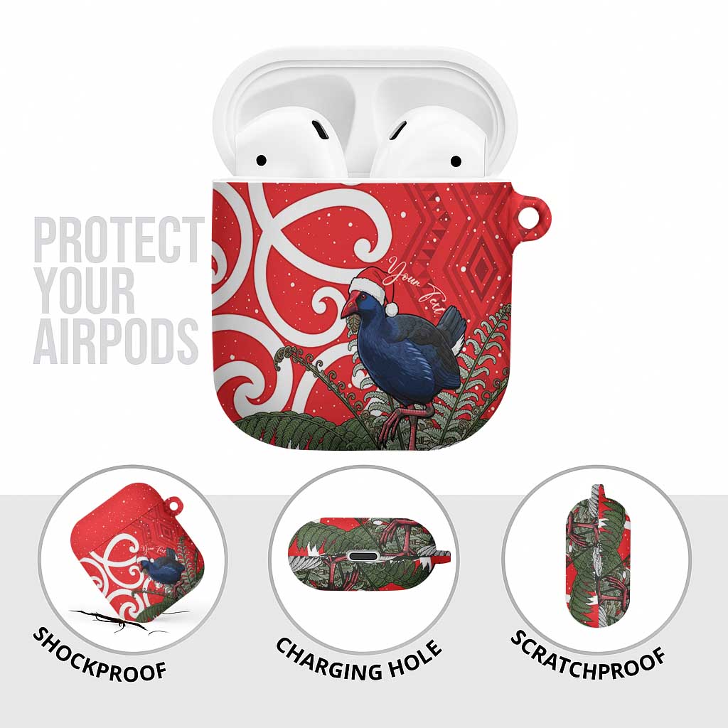 Personalized New Zealand Pukeko Christmas AirPods Case Meri Kirihimete Taniko Ponga Koru Red - Aussie Hoodie