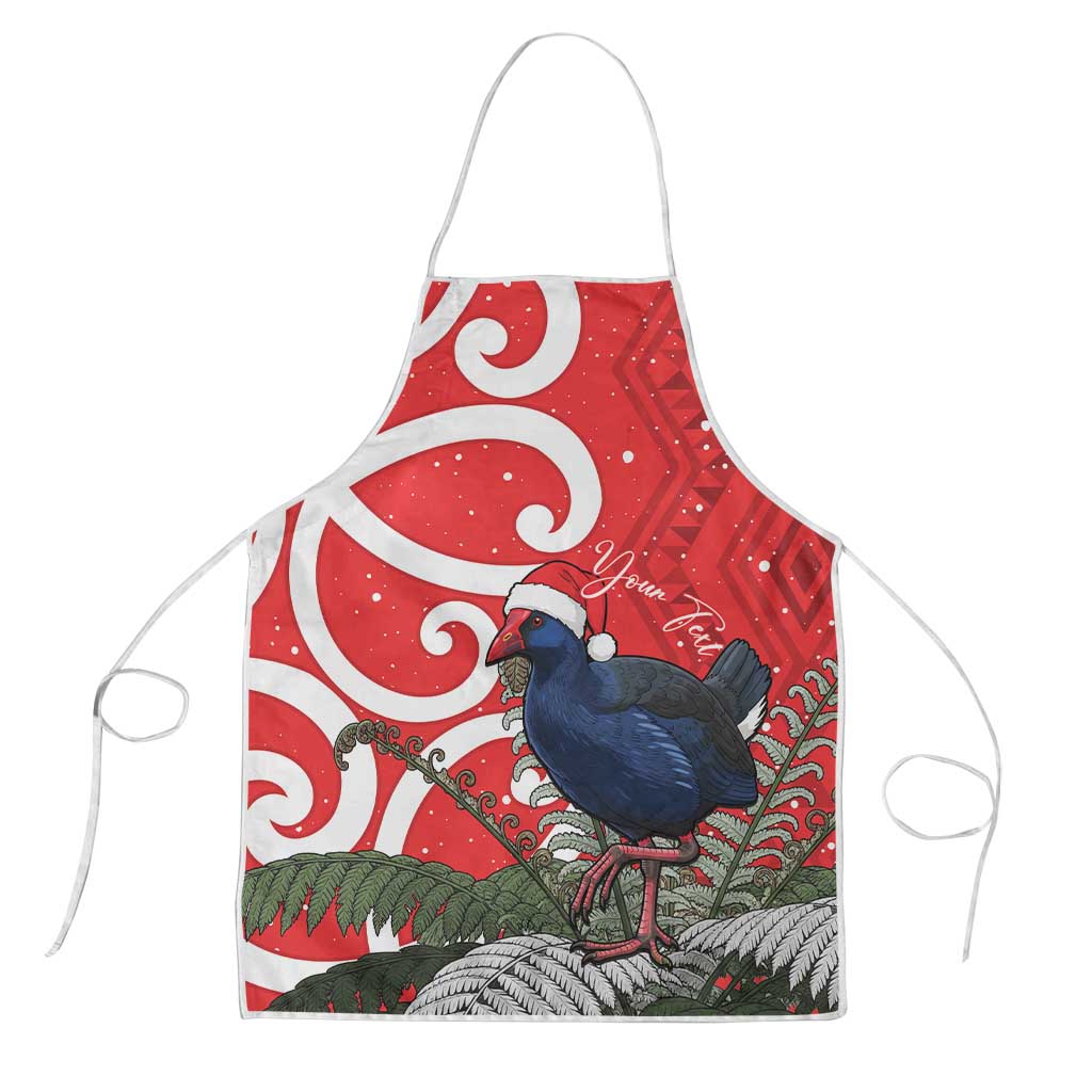 Personalized New Zealand Pukeko Christmas Apron Meri Kirihimete Taniko Ponga Koru Red - Aussie Hoodie