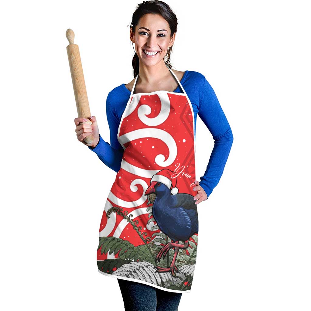 Personalized New Zealand Pukeko Christmas Apron Meri Kirihimete Taniko Ponga Koru Red - Aussie Hoodie