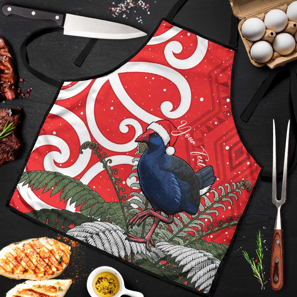 Personalized New Zealand Pukeko Christmas Apron Meri Kirihimete Taniko Ponga Koru Red - Aussie Hoodie