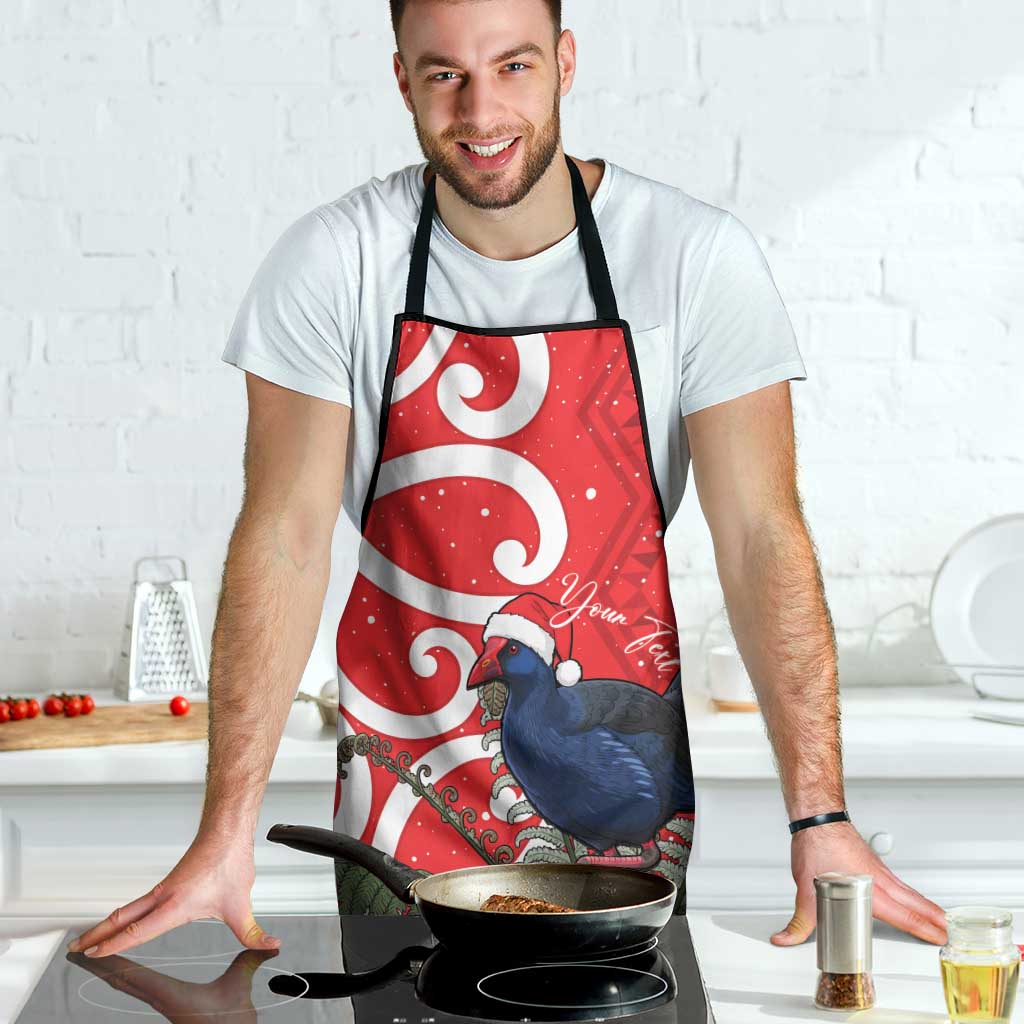 Personalized New Zealand Pukeko Christmas Apron Meri Kirihimete Taniko Ponga Koru Red - Aussie Hoodie