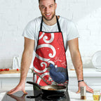 Personalized New Zealand Pukeko Christmas Apron Meri Kirihimete Taniko Ponga Koru Red - Aussie Hoodie