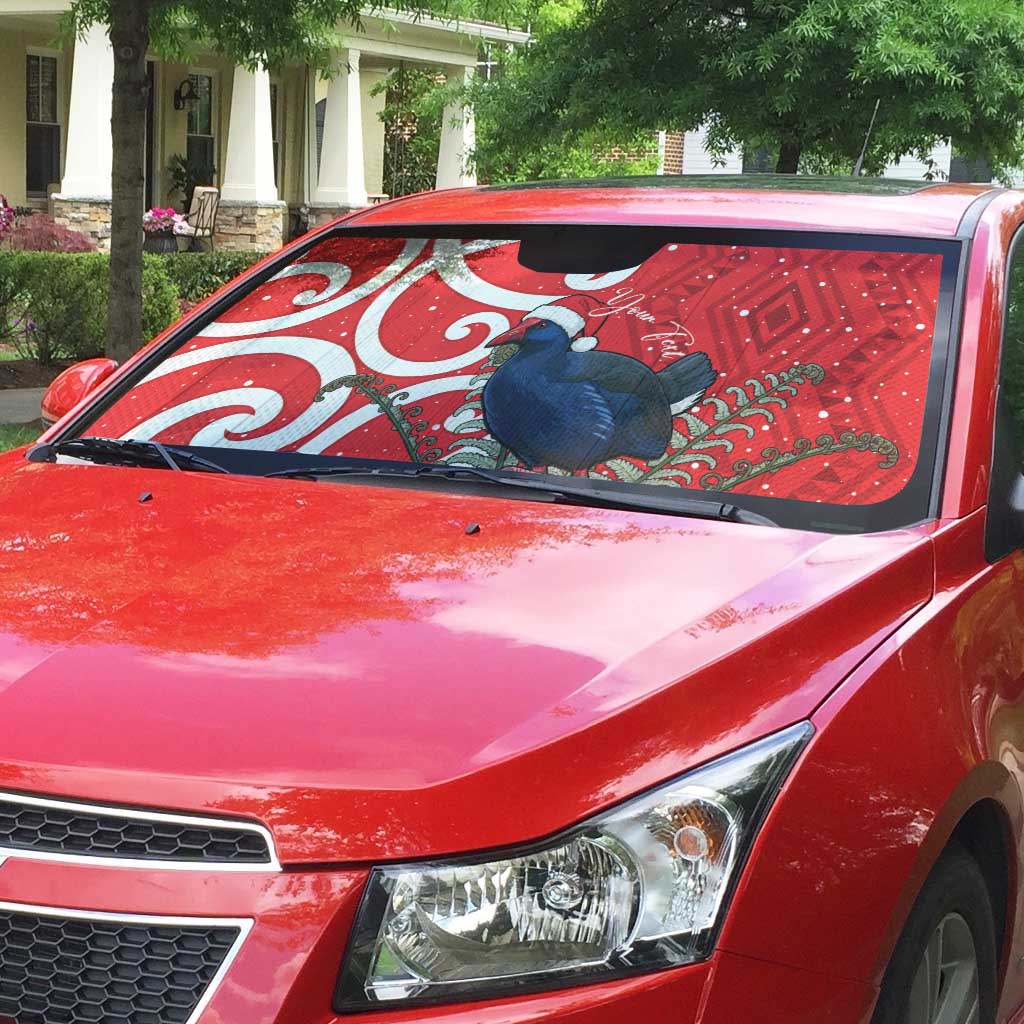Personalized New Zealand Pukeko Christmas Auto Sun Shade Meri Kirihimete Taniko Ponga Koru Red - Aussie Hoodie