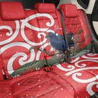 Personalized New Zealand Pukeko Christmas Back Car Seat Cover Meri Kirihimete Taniko Ponga Koru Red - Aussie Hoodie