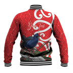 Personalized New Zealand Pukeko Christmas Baseball Jacket Meri Kirihimete Taniko Ponga Koru Red - Aussie Hoodie