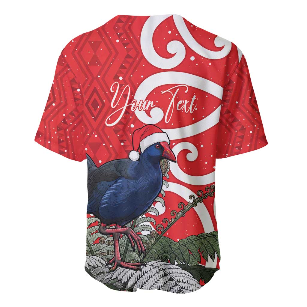 Personalized New Zealand Pukeko Christmas Baseball Jersey Meri Kirihimete Taniko Ponga Koru Red - Aussie Hoodie