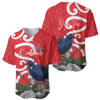 Personalized New Zealand Pukeko Christmas Baseball Jersey Meri Kirihimete Taniko Ponga Koru Red - Aussie Hoodie
