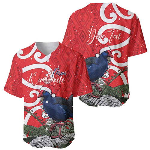 Personalized New Zealand Pukeko Christmas Baseball Jersey Meri Kirihimete Taniko Ponga Koru Red - Aussie Hoodie