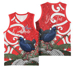 Personalized New Zealand Pukeko Christmas Basketball Jersey Meri Kirihimete Taniko Ponga Koru Red - Aussie Hoodie