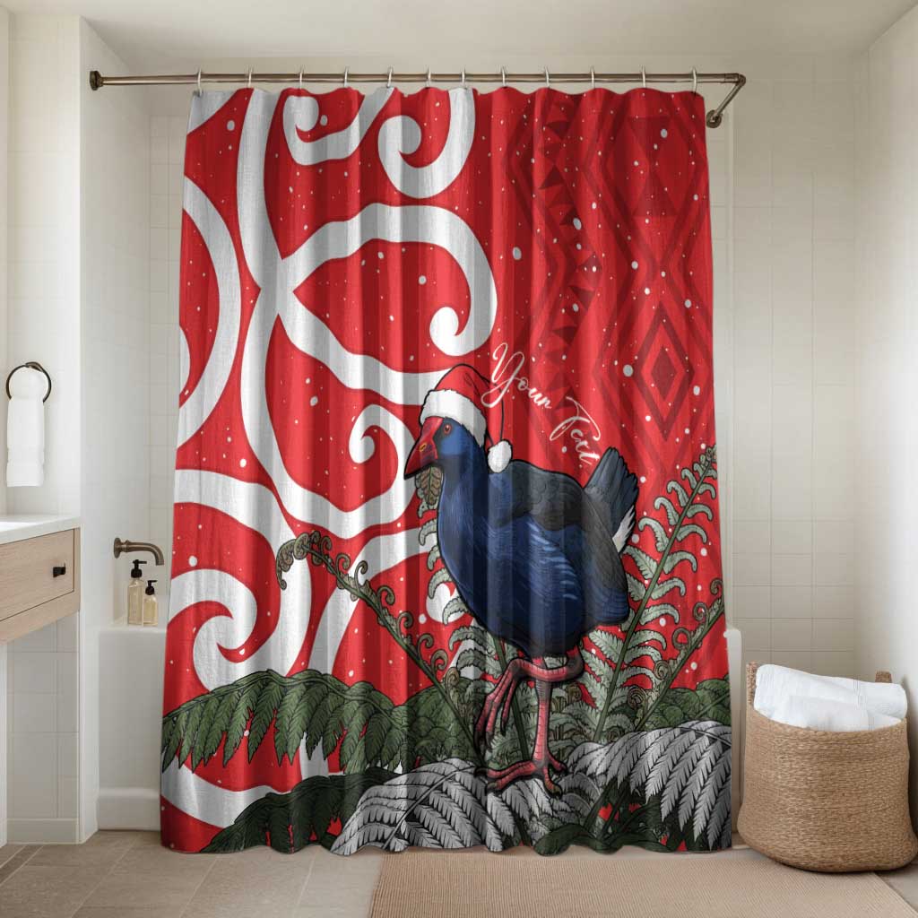 Personalized New Zealand Pukeko Christmas Bathroom Set Meri Kirihimete Taniko Ponga Koru Red - Aussie Hoodie