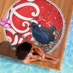 Personalized New Zealand Pukeko Christmas Beach Blanket Meri Kirihimete Taniko Ponga Koru Red - Aussie Hoodie