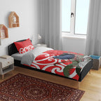 Personalized New Zealand Pukeko Christmas Bedding Set Meri Kirihimete Taniko Ponga Koru Red - Aussie Hoodie