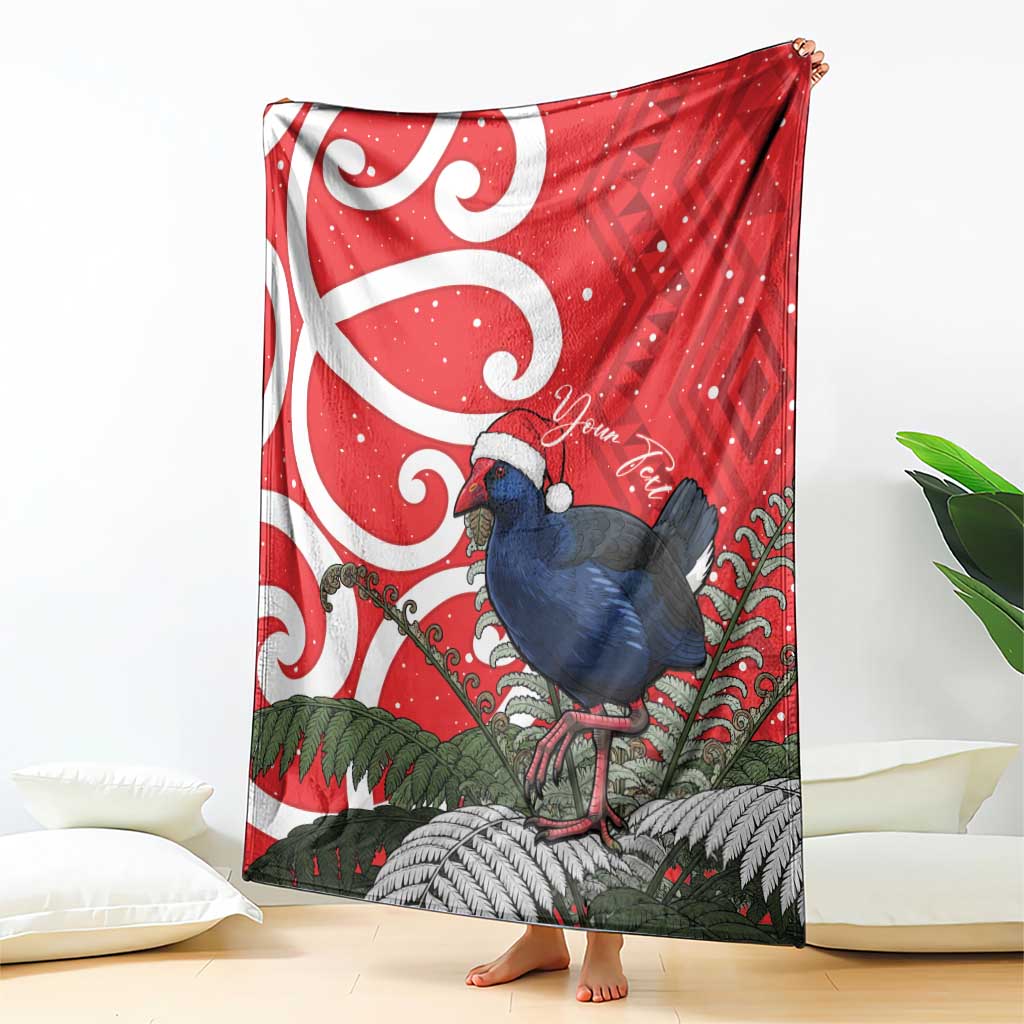 Personalized New Zealand Pukeko Christmas Blanket Meri Kirihimete Taniko Ponga Koru Red - Aussie Hoodie