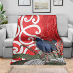 Personalized New Zealand Pukeko Christmas Blanket Meri Kirihimete Taniko Ponga Koru Red - Aussie Hoodie