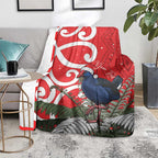 Personalized New Zealand Pukeko Christmas Blanket Meri Kirihimete Taniko Ponga Koru Red - Aussie Hoodie